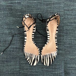 Schutz Clear furry sandals zebra pony print size EU41